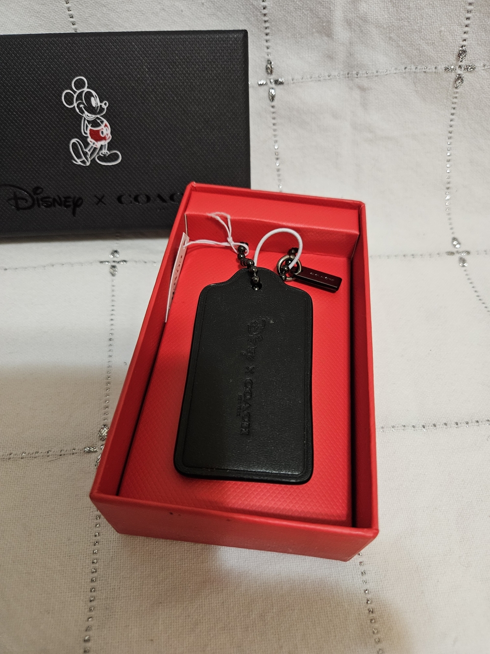 Coach x Disney Yellow Mickey Mouse Leather Tag Keychain - Picture 3 of 4
